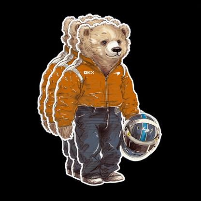 "Orange Bear" Sticker by Nude Canvas