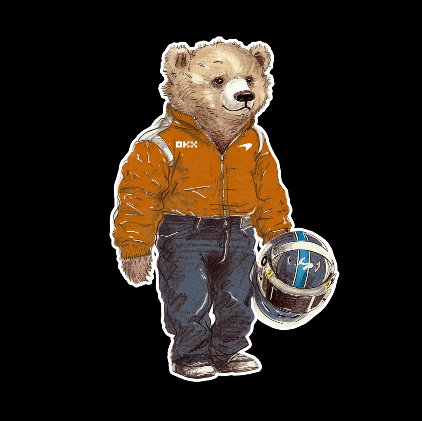 "Orange Bear" Sticker by Nude Canvas