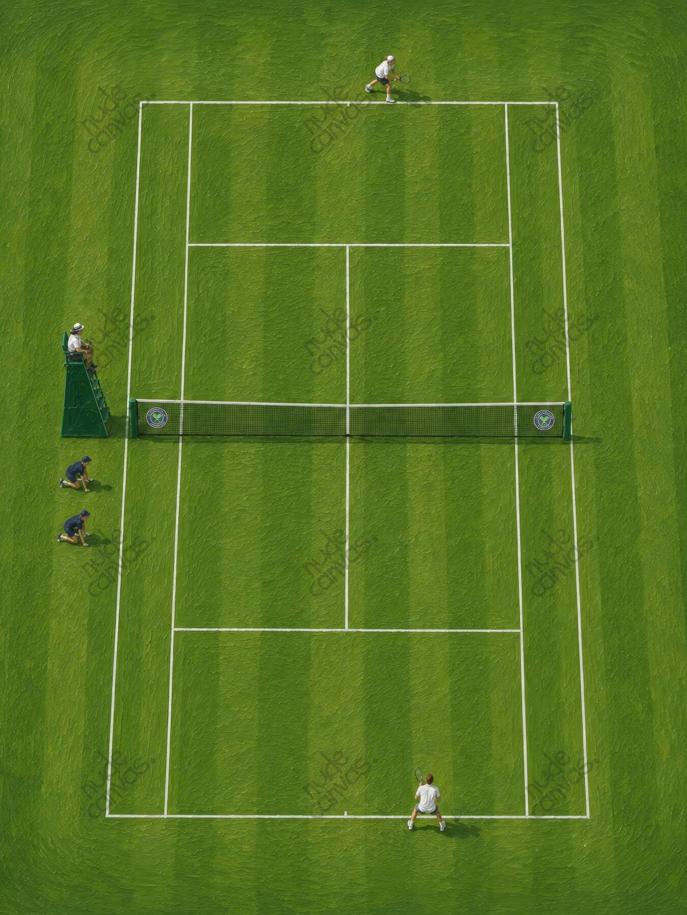 Grass Court Tennis Scene by Nude Canvas