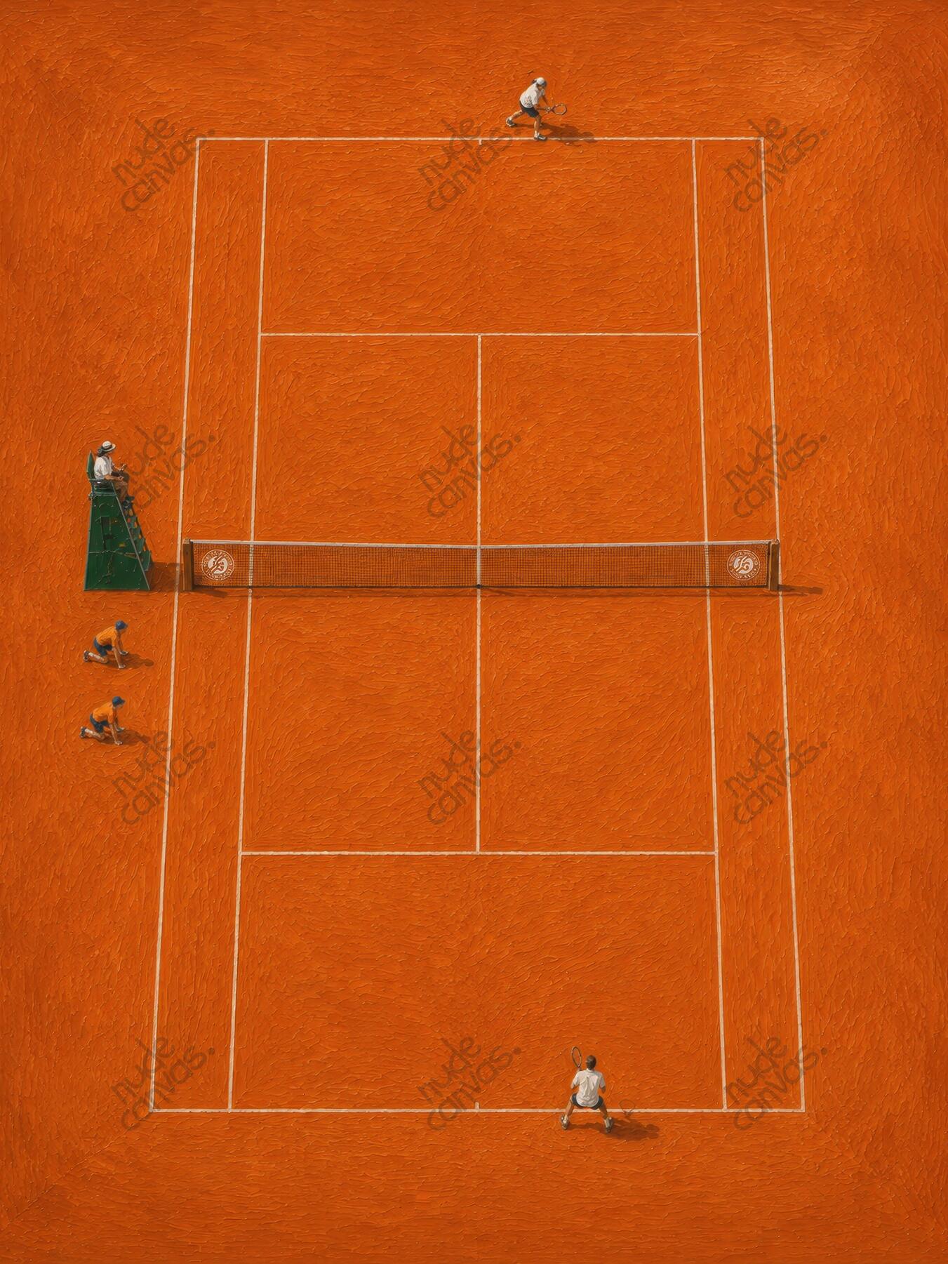 Clay Court Tennis Scene by Nude Canvas