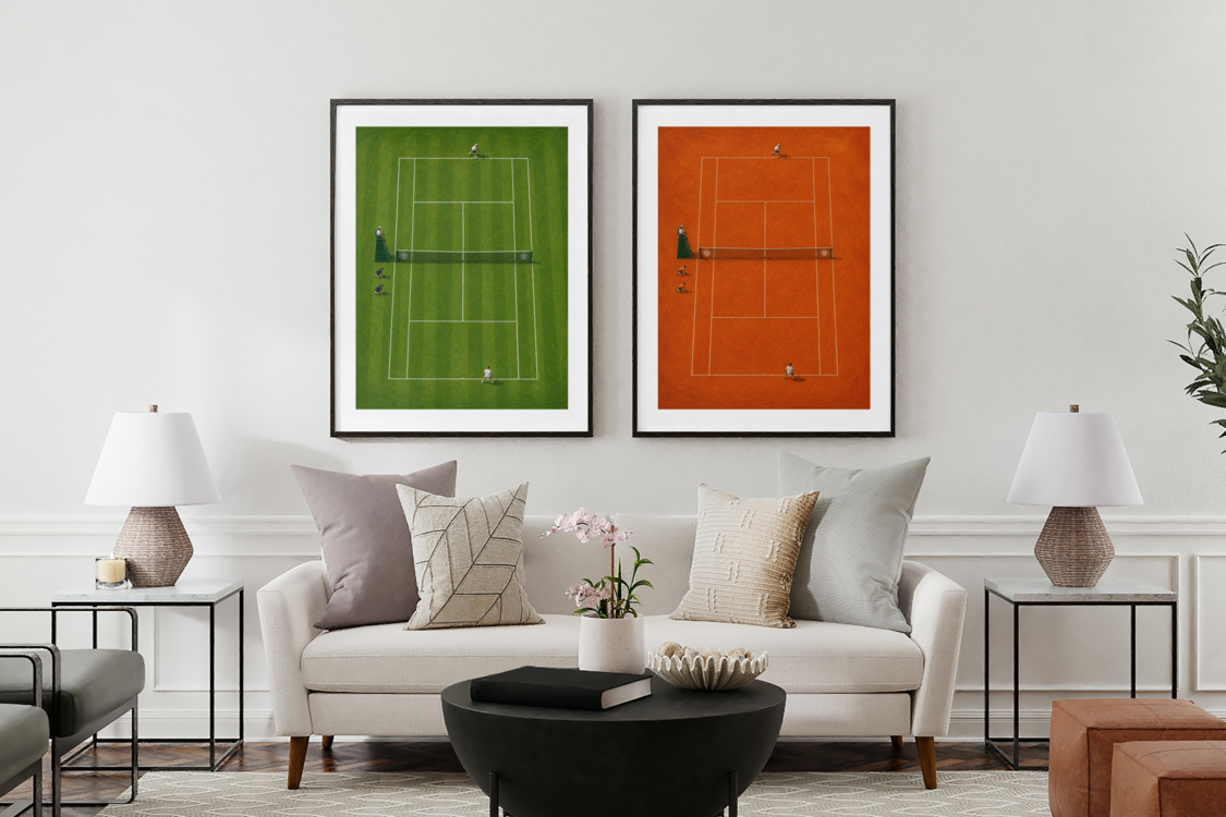 Clay Court Tennis Scene by Nude Canvas